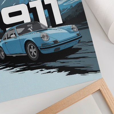 Poster Classic car mountain background large lettering