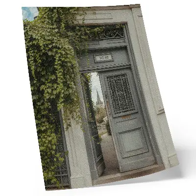 Premium wall art antique door with ivy on a mysterious path