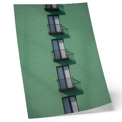 Poster Green facade windows balconies shadows modern