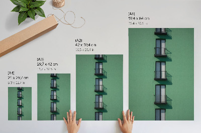 Poster Green facade windows balconies shadows modern