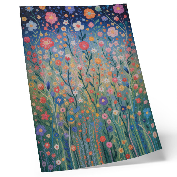 Decorative poster Beautiful flowers against the starry sky