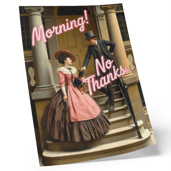 Poster Historical costumes pastel inscriptions modernity