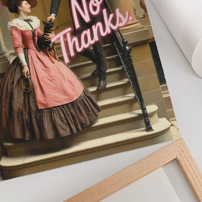 Poster Historical costumes pastel inscriptions modernity
