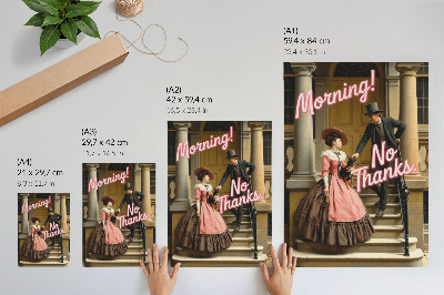 Poster Historical costumes pastel inscriptions modernity