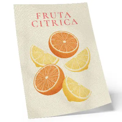 Art print with citrus motif in warm shades