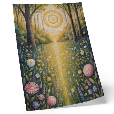 Decorative poster Forest path flowers sun freshness