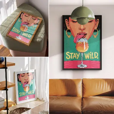 Poster with intense colors and an expressive pop art design for a positive atmosphere