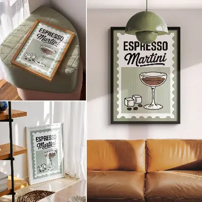 Espresso martini vintage style art print vintage style graphic design