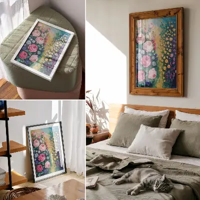 Premium wall art featuring abstract roses in vivid colors
