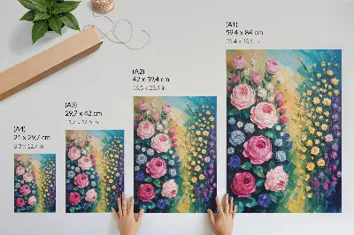 Premium wall art featuring abstract roses in vivid colors
