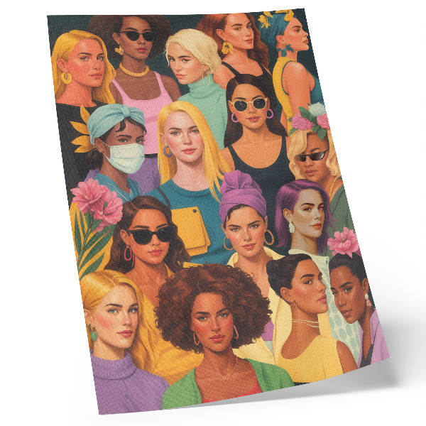 Premium wall art Colorful portraits of women with various fashion hairstyles.