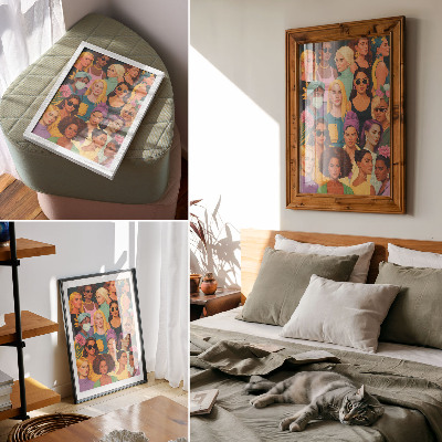 Premium wall art Colorful portraits of women with various fashion hairstyles.