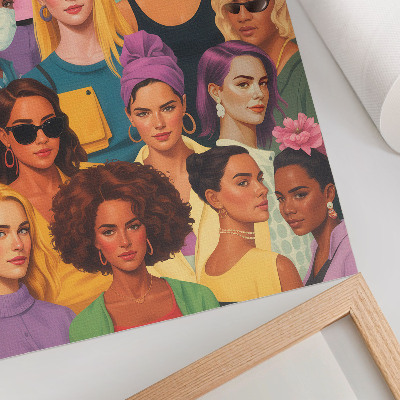 Premium wall art Colorful portraits of women with various fashion hairstyles.