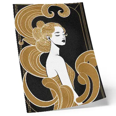 Decorative poster elegant woman with artistic line art contrast