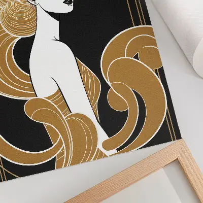 Decorative poster elegant woman with artistic line art contrast