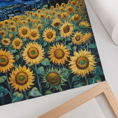 Poster A field of sunflowers under a starry sky