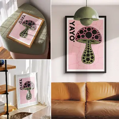Premium wall art mushroom geometry modern typography print