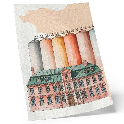 Decorative poster Classic building and colorful silos