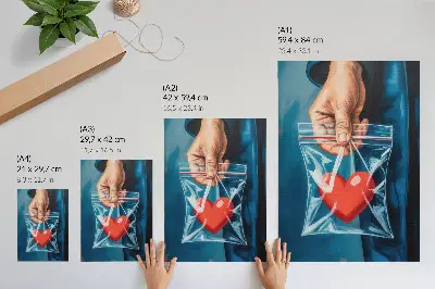Art print with strong red and blue contrasts in a modern style