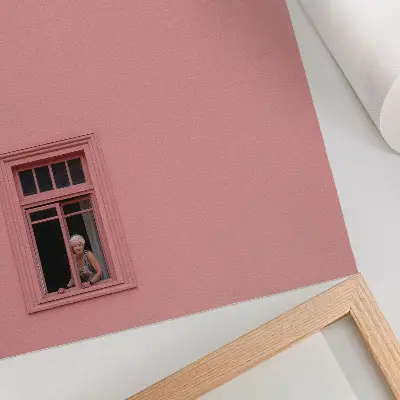 Premium wall art pink wall with a single window figure