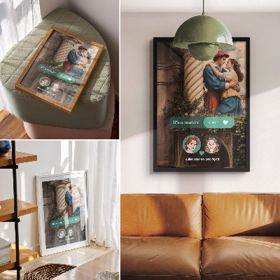 Decorative poster Love scene classic atmosphere green arrangement