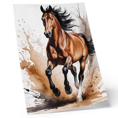 Horses in motion poster with beige background spots