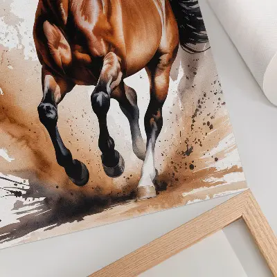 Horses in motion poster with beige background spots