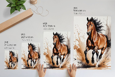 Poster Horses in motion with beige background spots