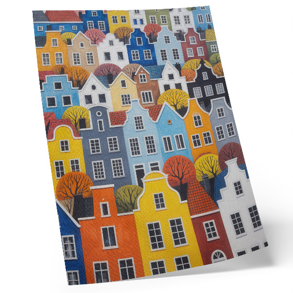 Poster Colorful tenement houses of different shapes and colors harmony