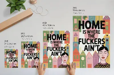 Premium wall art colorful geometric houses with closed eyes design