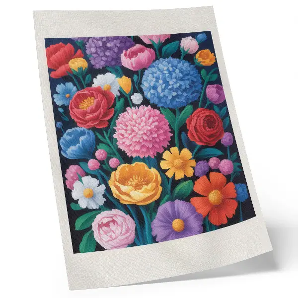 Decorative poster colorful flowers on a green background illustration