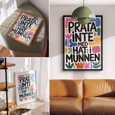 Poster Black letters colorful strokes modern style
