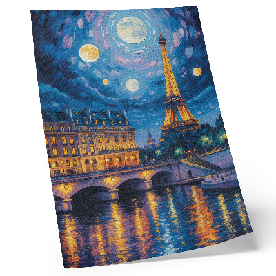 Premium wall art Paris at night, full moon, Eiffel Tower