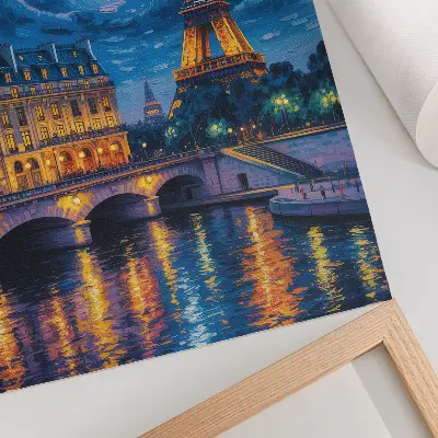 Premium wall art Paris at night with a full moon and Eiffel Tower