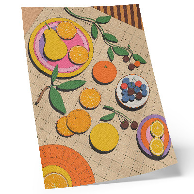 Premium wall art A dynamic composition of fruit on a geometric background
