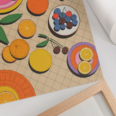 Premium wall art A dynamic composition of fruit on a geometric background