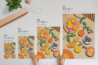 Premium wall art A dynamic composition of fruit on a geometric background