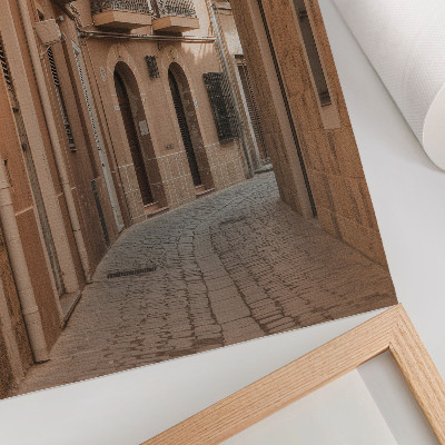 Decorative poster Narrow street, stone buildings, warm shades