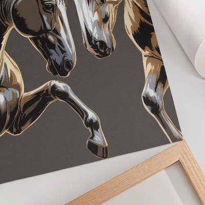 Art print Contrasting horses on a dark background