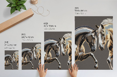 Art print Contrasting horses on a dark background