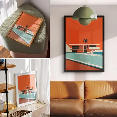 Villa Orange Sky Minimalist Composition decorative poster