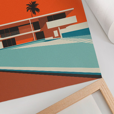 Decorative poster Villa Orange Sky Minimalist Composition
