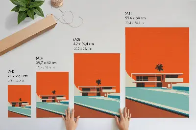 Villa Orange Sky Minimalist Composition decorative poster