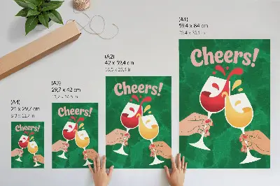 Premium wall art colorful glasses on a dynamic green background