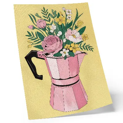 Modern illustration with a pink coffee pot