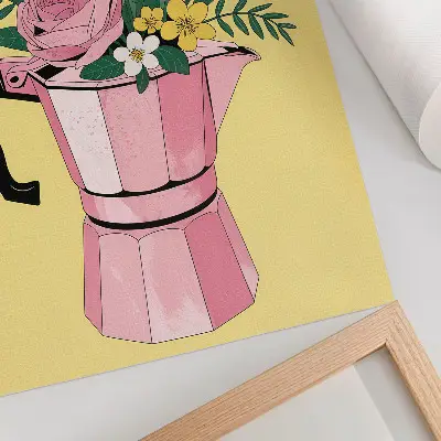 Modern illustration with a pink coffee pot