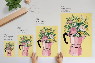 Modern illustration with a pink coffee pot