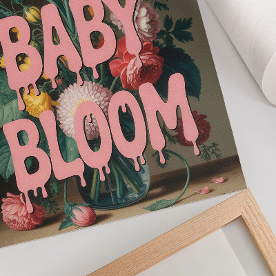Decorative poster Flowers with pink inscription positive energy