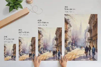 Poster city street with winter trees in a peaceful atmosphere
