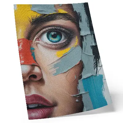 Art print moving abstraction with energetic colors and diverse textures